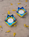 Blue Pottery T-Light Holder Set Of 2 Pcs.